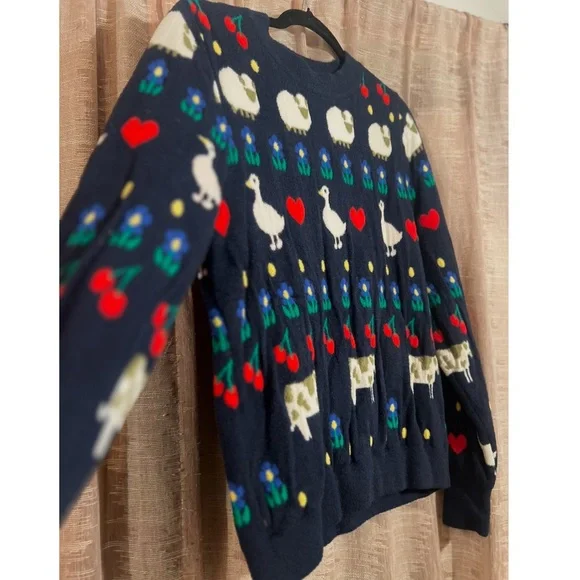 HVN Diana Fuzzy Brushed Intarsia Knit Animal Stripe Sweater - Picture 7 of 15